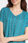 Zivame Zellij Dreams Woven Knee Length Nightdress - Lake Blue — thumbnail 5